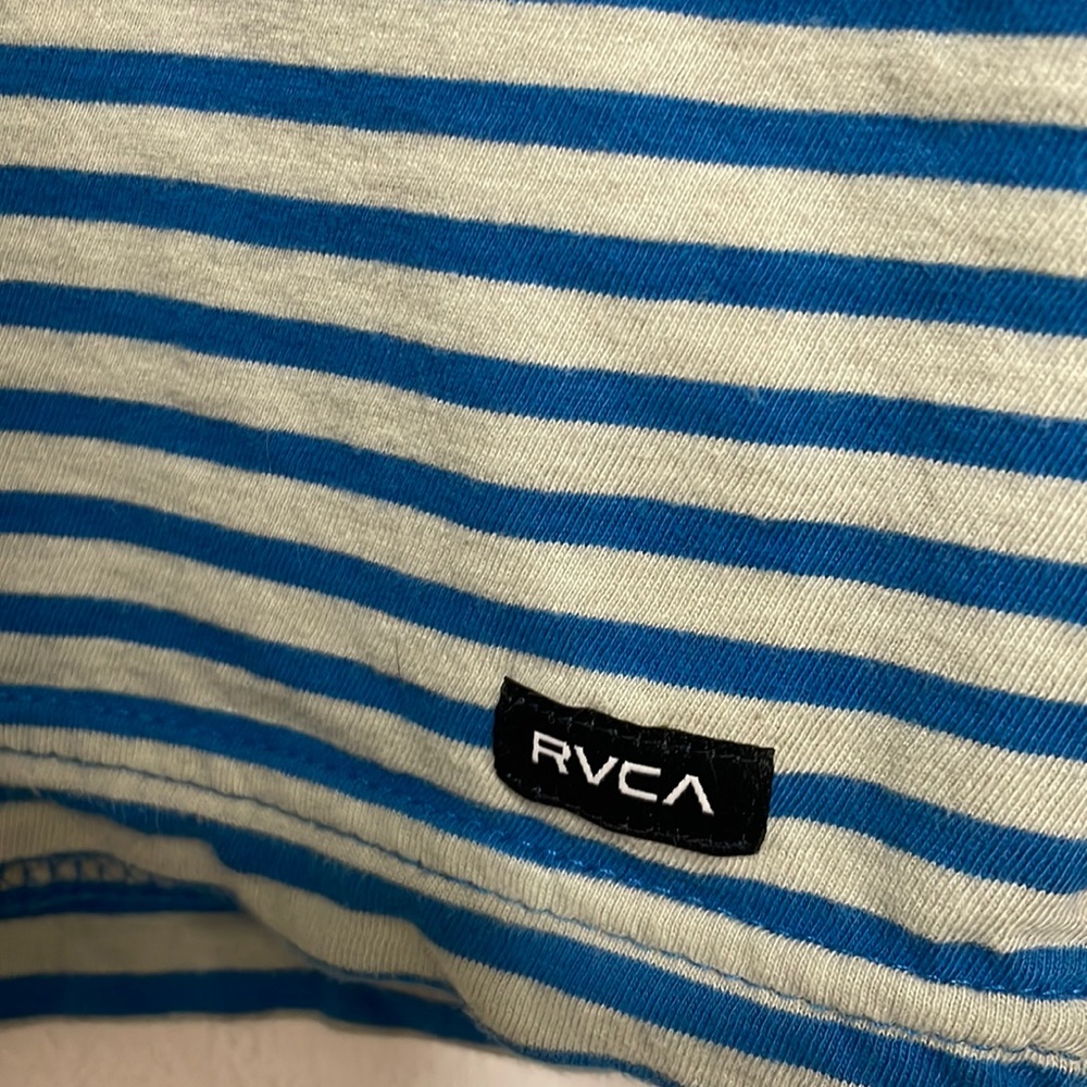 Grey and blue stripped tshirt, RVCA, size- M